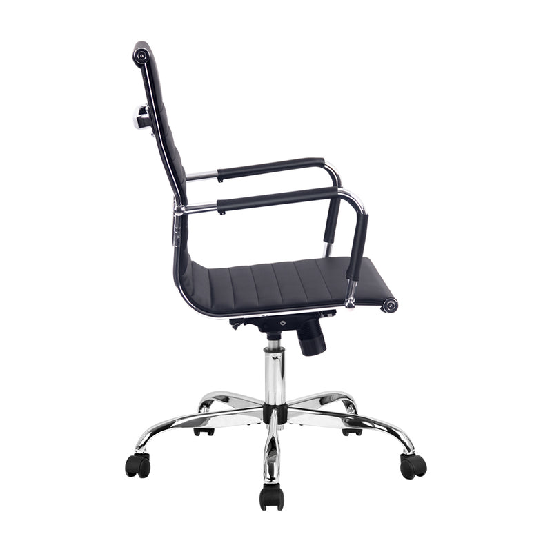 Artiss Office Chair Conference Chairs PU Leather Mid Back Black