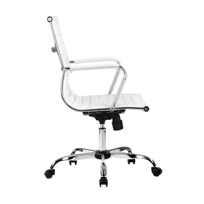 Artiss Office Chair Conference Chairs PU Leather Mid Back White