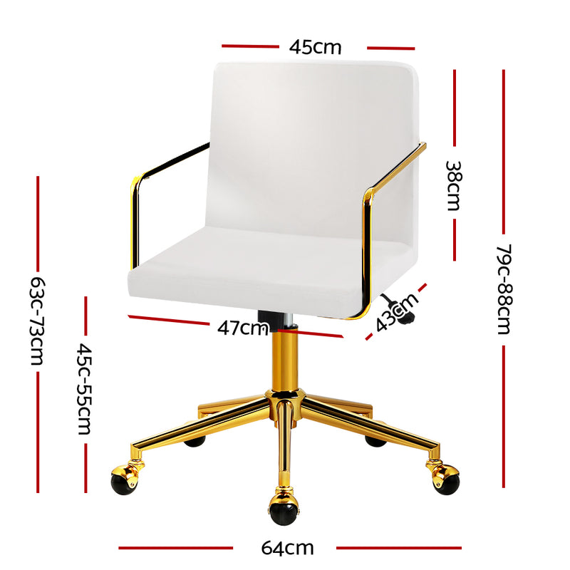 Velvet Office Chair Executive Fabric Computer Chairs Adjustable Work Study White