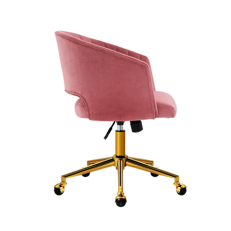 Velvet Office Chair Executive Computer Chair Adjustable Armchair Work Study Pink