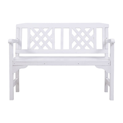 Gardeon Outdoor Garden Bench Wooden Chair 2 Seat Patio Furniture Lounge White