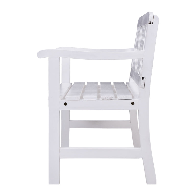 Gardeon Outdoor Garden Bench Wooden Chair 2 Seat Patio Furniture Lounge White