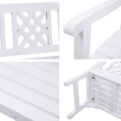 Gardeon Outdoor Garden Bench Wooden Chair 2 Seat Patio Furniture Lounge White