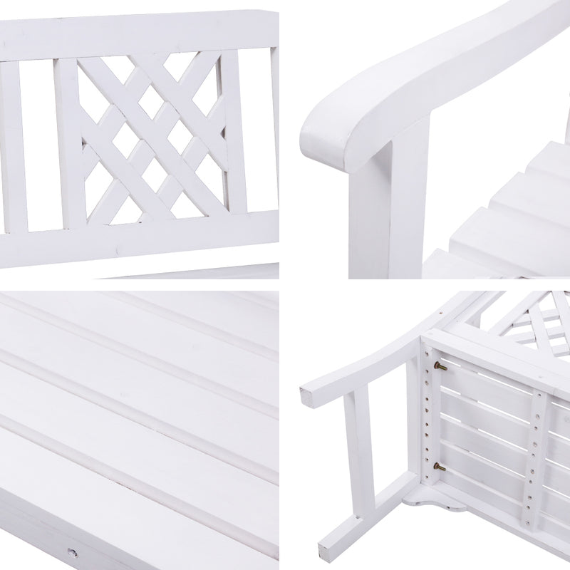 Gardeon Outdoor Garden Bench Wooden Chair 2 Seat Patio Furniture Lounge White