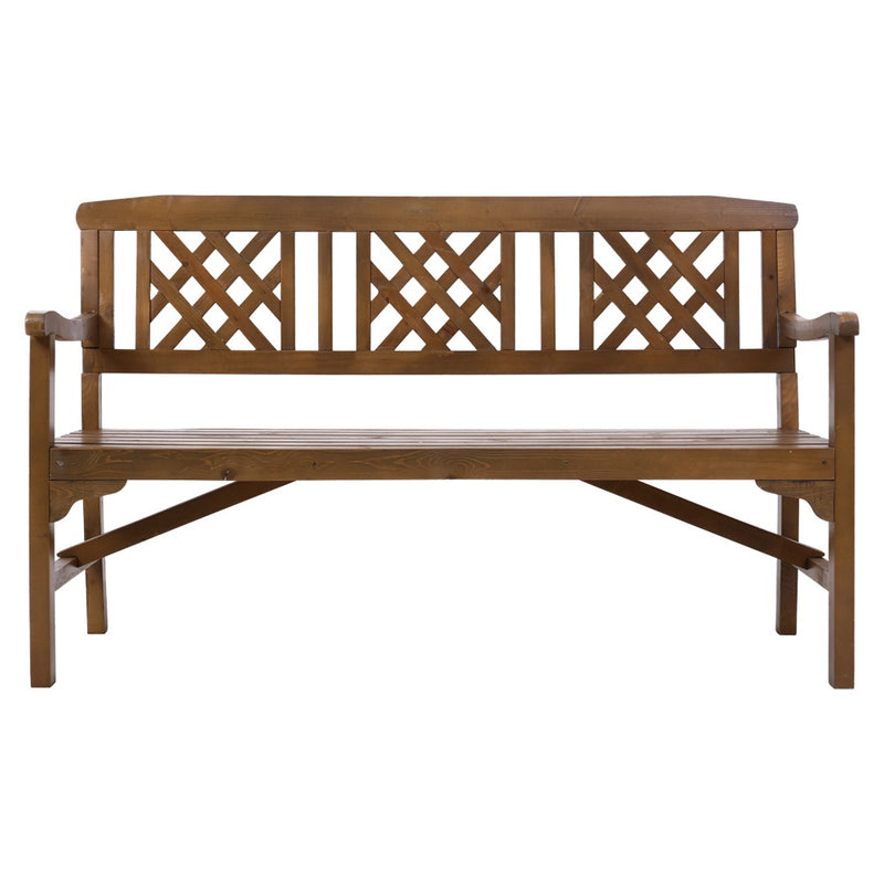 Gardeon Outdoor Garden Bench Wooden Chair 3 Seat Patio Furniture Lounge Natural