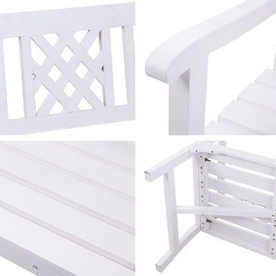 Gardeon Outdoor Garden Bench Wooden Chair 3 Seat Patio Furniture Lounge White