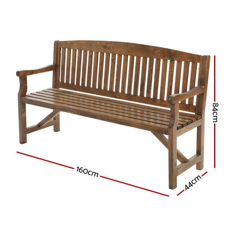 Gardeon 5FT Outdoor Garden Bench Wooden 3 Seat Chair Patio Furniture Natural