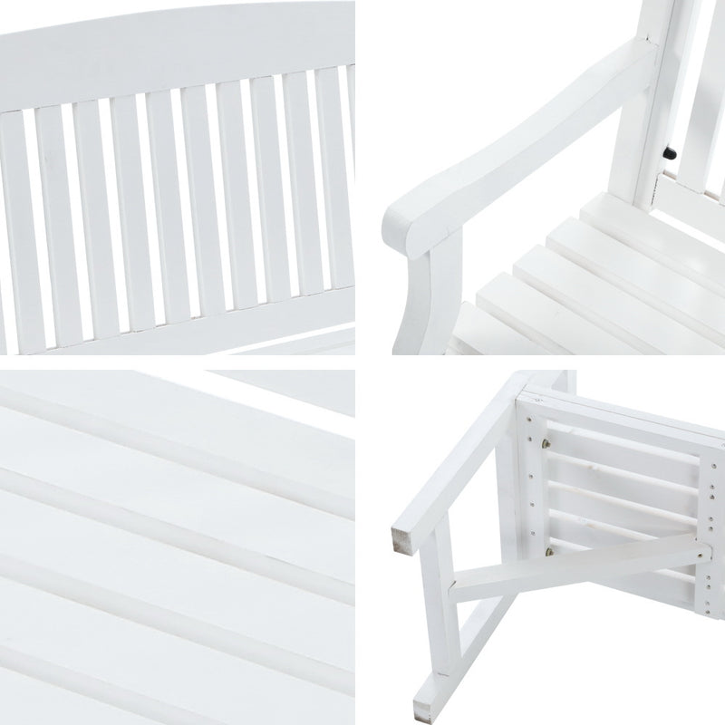 Gardeon 5FT Outdoor Garden Bench Wooden 3 Seat Chair Patio Furniture White