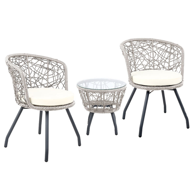 Gardeon Outdoor Patio Chair and Table - Grey