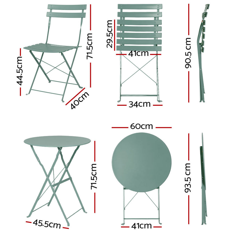 Gardeon Outdoor Setting Table and Chairs Bistro Set Folding Patio Furniture