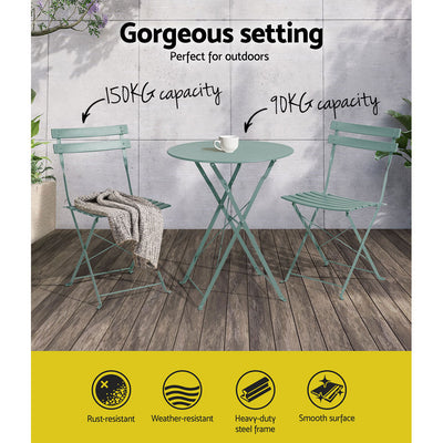 Gardeon Outdoor Setting Table and Chairs Bistro Set Folding Patio Furniture