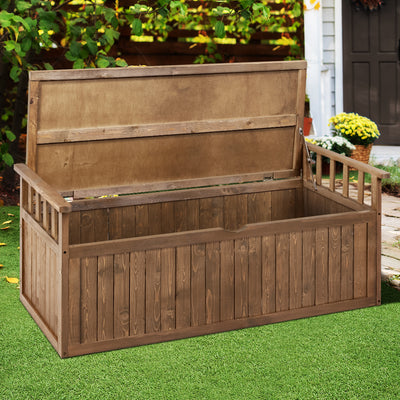 Gardeon Outdoor Storage Bench Box 129cm Wooden Garden Toy Chest Sheds Patio Furniture XL Natural