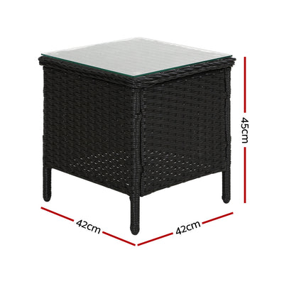 Gardeon Side Table Coffee Patio Desk Outdoor Furniture Rattan Indoor Garden Black