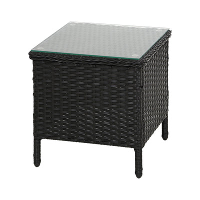 Gardeon Side Table Coffee Patio Desk Outdoor Furniture Rattan Indoor Garden Black