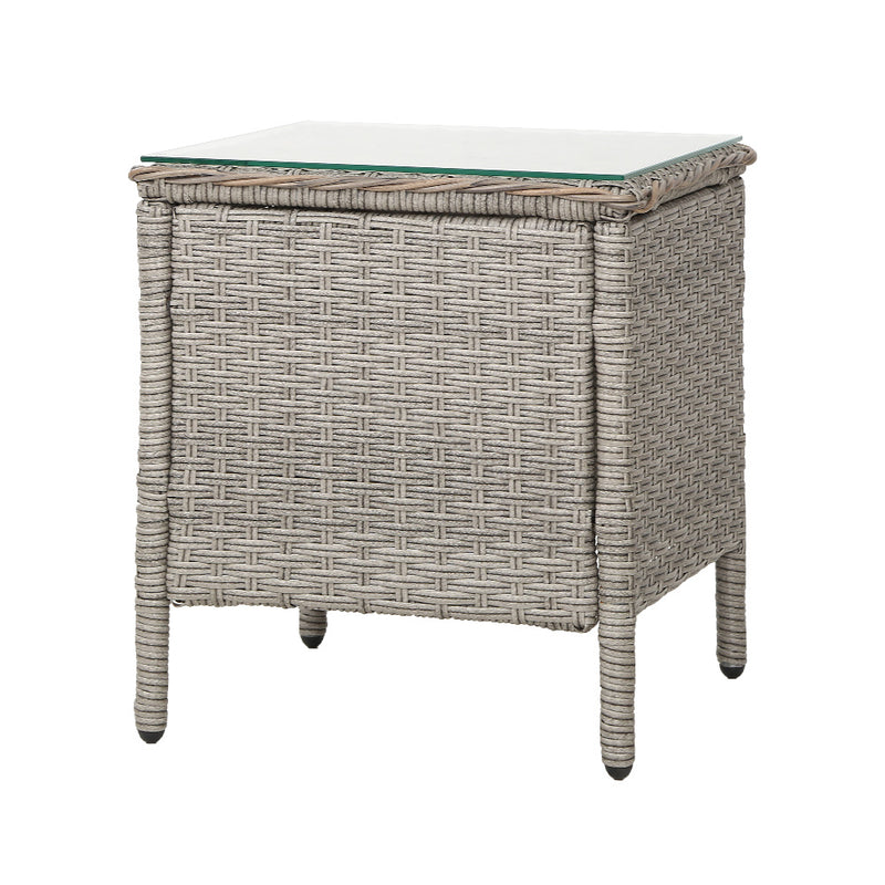 Gardeon Side Table Coffee Patio Desk Outdoor Furniture Rattan Indoor Garden Grey