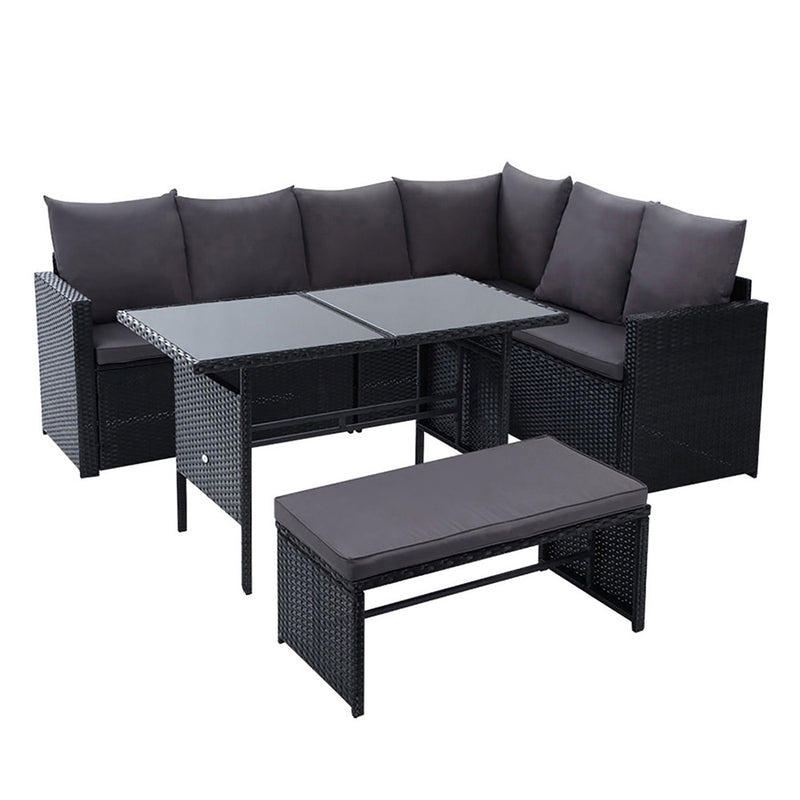 Gardeon Outdoor Furniture Dining Setting Sofa Set Wicker 8 Seater Storage Cover Black