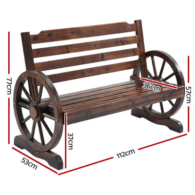 Gardeon Outdoor Garden Bench Wooden 2 Seat Wagon Chair Patio Furniture Brown