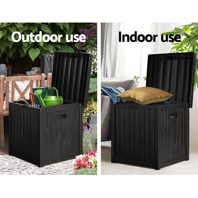 Gardeon Outdoor Storage Box 195L Organiser Garden Bench Deck Toy Shed Tool Black