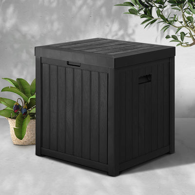 Gardeon Outdoor Storage Box 195L Organiser Garden Bench Deck Toy Shed Tool Black