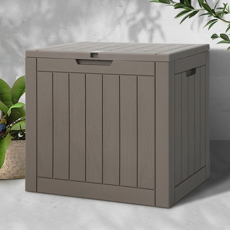 Gardeon Outdoor Storage Box 118L Container Lockable Garden Toy Tool Shed Grey