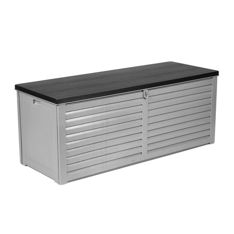 Gardeon Outdoor Storage Box 390L Container Lockable Garden Bench Tools Toy Shed Black