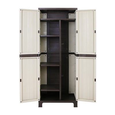 Gardeon Outdoor Storage Cabinet Box 173cm Lockable Cupboard Sheds Garage Adjustable Beige