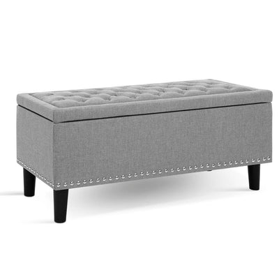 Artiss Storage Ottoman Blanket Box Linen Fabric Chest Foot Stool Toy Bench Grey