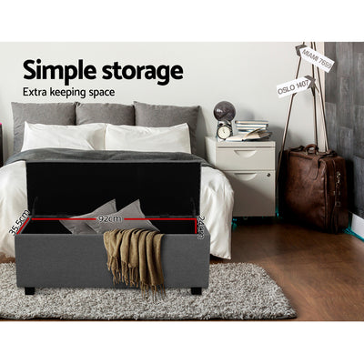 Artiss Storage Ottoman Blanket Box 97cm Linen Grey