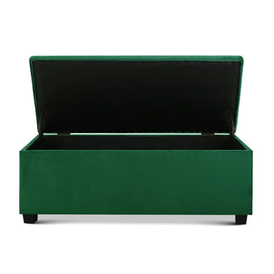 Artiss Storage Ottoman Blanket Box 98cm Velvet Green