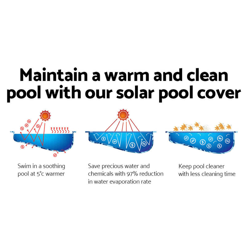 Aquabuddy Pool Cover 500 Micron 11x4.8m Swimming Pool Solar Blanket Blue