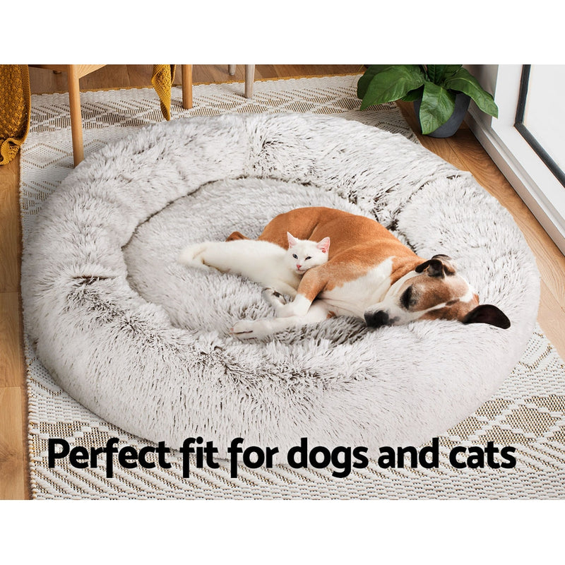 Pet Bed For Dogs & Cats Extra Large 110cm - White Brown