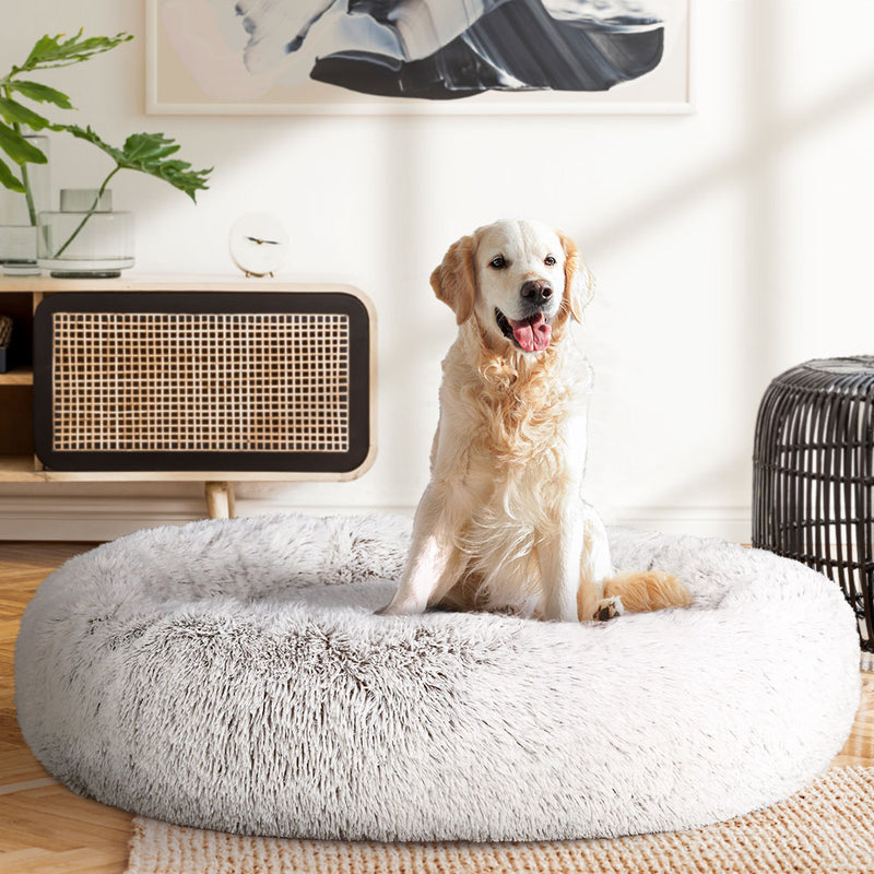 Pet Bed For Dogs & Cats Extra Large 110cm - White Brown