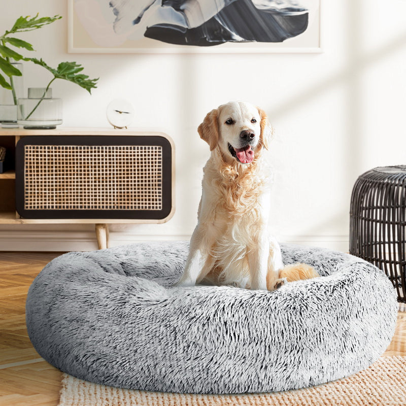 Plush Pet Bed for Dogs & Cats 90cm - Light Charcoal