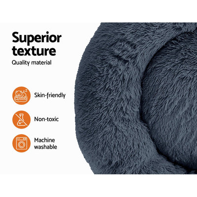 Plush Pet Bed for Dogs & Cats 90cm - Dark Grey