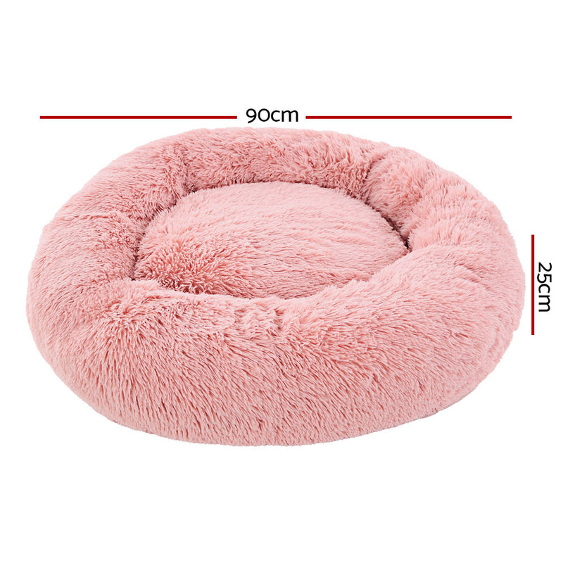 Plush Pet Bed for Dogs & Cats 90cm - Pink