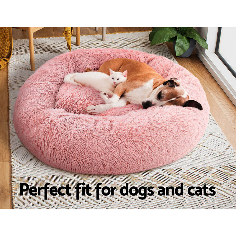 Plush Pet Bed for Dogs & Cats 90cm - Pink