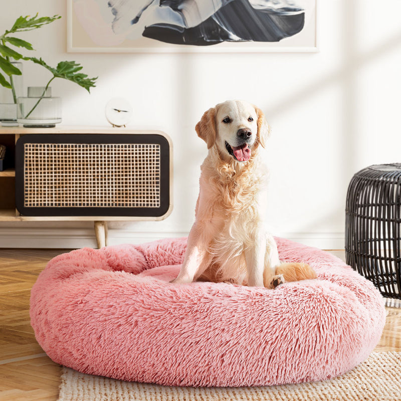 Plush Pet Bed for Dogs & Cats 90cm - Pink