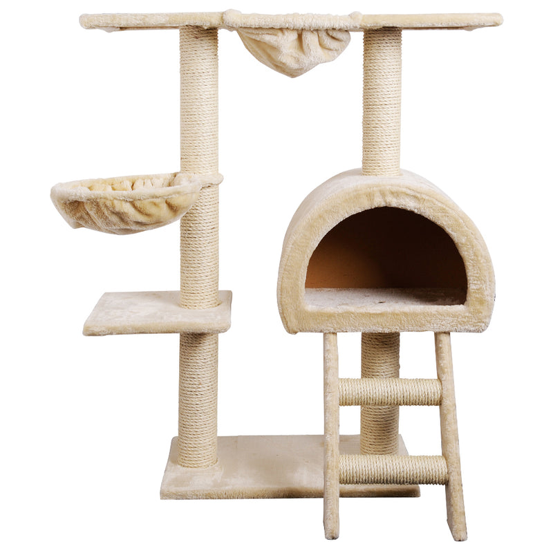 i.Pet Cat Tree 100cm Tower Scratching Post Scratcher Condo House Trees Bed Beige