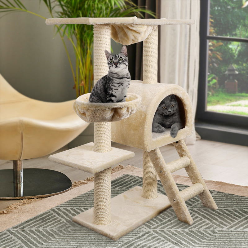 i.Pet Cat Tree 100cm Tower Scratching Post Scratcher Condo House Trees Bed Beige