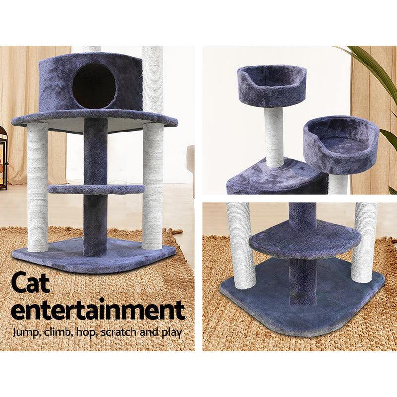 i.Pet Cat Tree 126cm Tower Scratching Post Scratcher Condo Trees House Grey