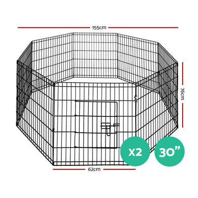 i.Pet 2x30" 8 Panel Dog Playpen Pet Fence Exercise Cage Enclosure Play Pen