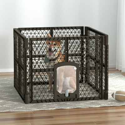 i.Pet Dog Playpen Enclosure 4 Panel Pet Fence Plastic Play Pen