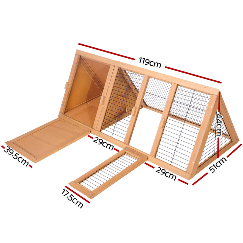 i.Pet Rabbit Hutch Chicken Coop 119cm x 51cm x 44cm Chicken Coop Large Run Wooden Cage Outdoor