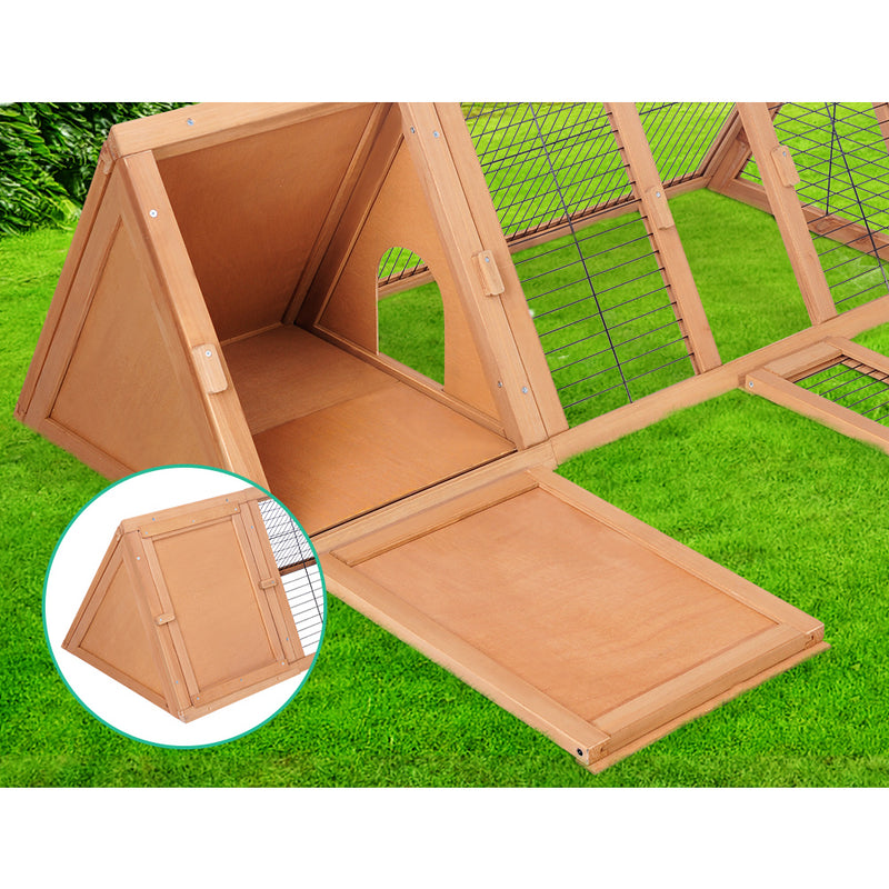 i.Pet Rabbit Hutch Chicken Coop 119cm x 51cm x 44cm Chicken Coop Large Run Wooden Cage Outdoor