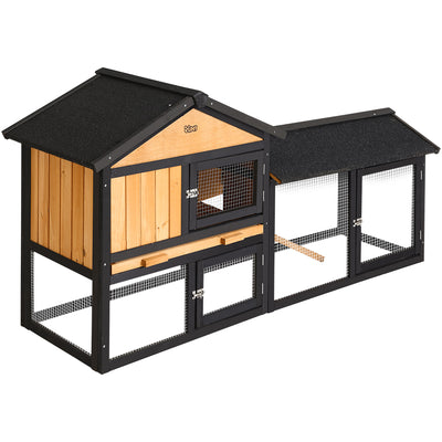 i.Pet Chicken Coop Rabbit Hutch 165cm x 43cm x 86cm Chicken Coop Large Run House Cage Wooden Outdoor