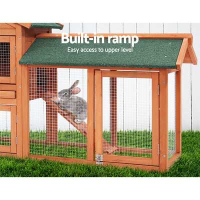 i.Pet Chicken Coop Rabbit Hutch 220cm x 44cm x 84cm Large Chicken Coop Run Wooden Outdoor Cage House