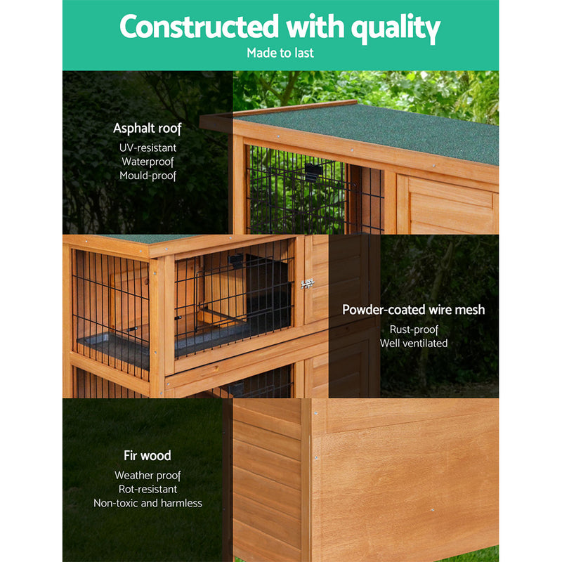 i.Pet Rabbit Hutch Chicken Coop 91.5cm x 45cm x 82cm Chicken Coop Large Wooden House Run Cage