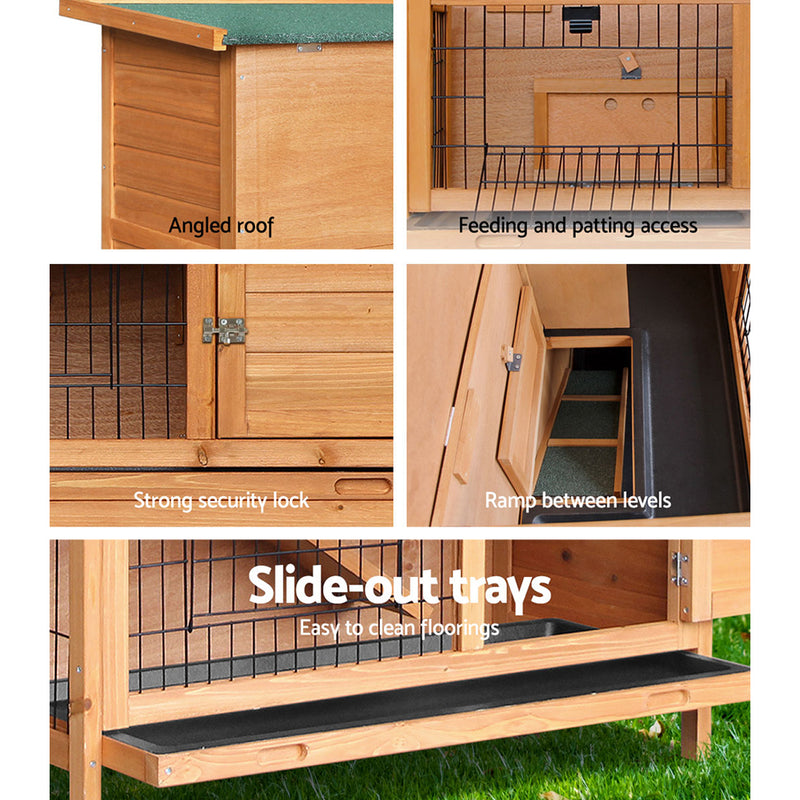 i.Pet Rabbit Hutch Chicken Coop 91.5cm x 45cm x 82cm Chicken Coop Large Wooden House Run Cage