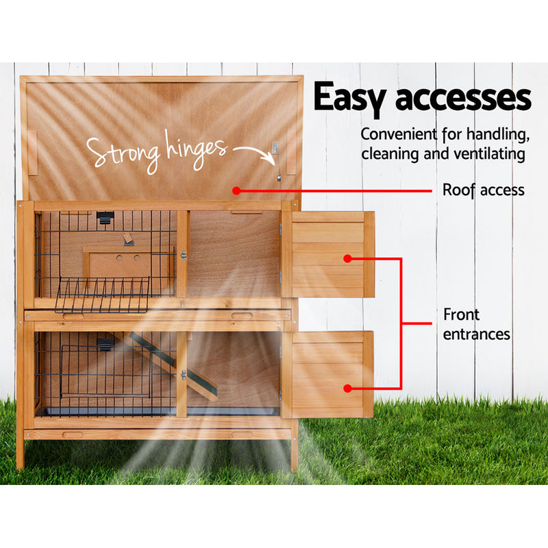 i.Pet Rabbit Hutch Chicken Coop 91.5cm x 45cm x 82cm Chicken Coop Large Wooden House Run Cage