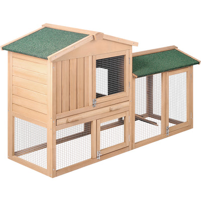 i.Pet Chicken Coop Rabbit Hutch 138cm x 44cm x 85cm Large Chicken Coop House Run Cage Wooden Outdoor